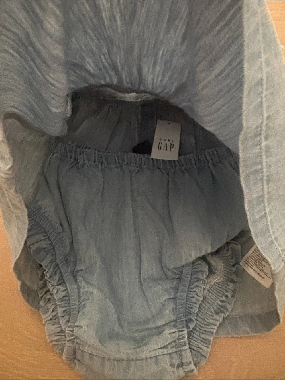 NWT GAP Baby Blue Denim Dress with Floral Embroidery & Matching Bottoms